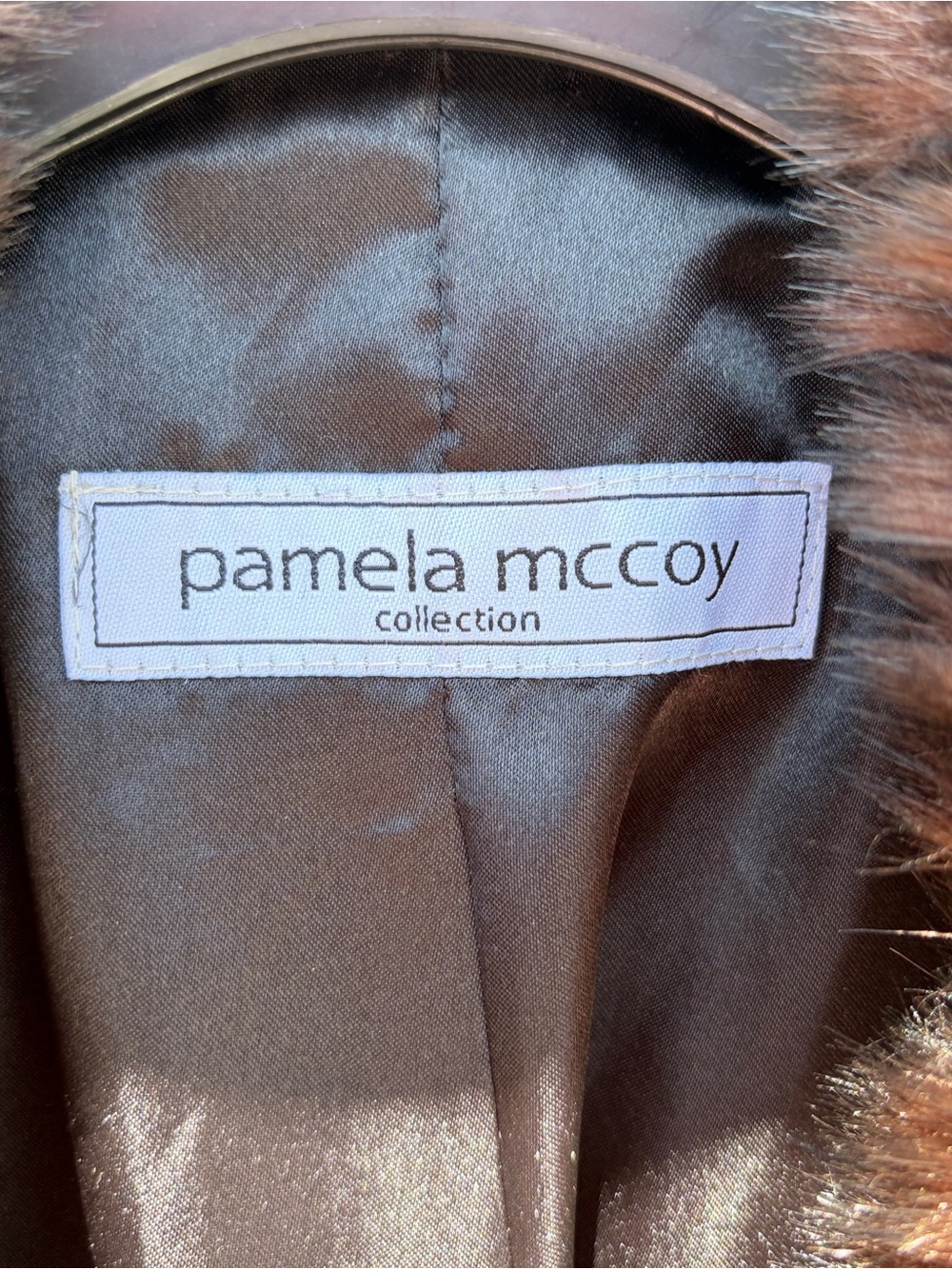 Pamela McCoy Brown Faux Fur Cape Coat